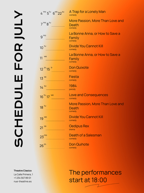 Theatrical Show Announcement with Orange Pattern Poster US Modelo de Design