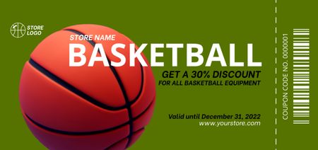 Basketball Equipment Discount on Green Coupon Din Large Design Template