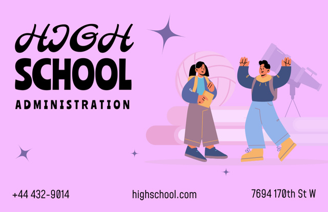 High School Administration Business Card 85x55mm Modelo de Design