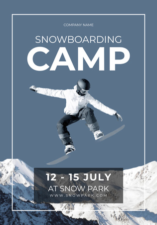 Anúncio do acampamento de snowboard Poster 28x40in Modelo de Design