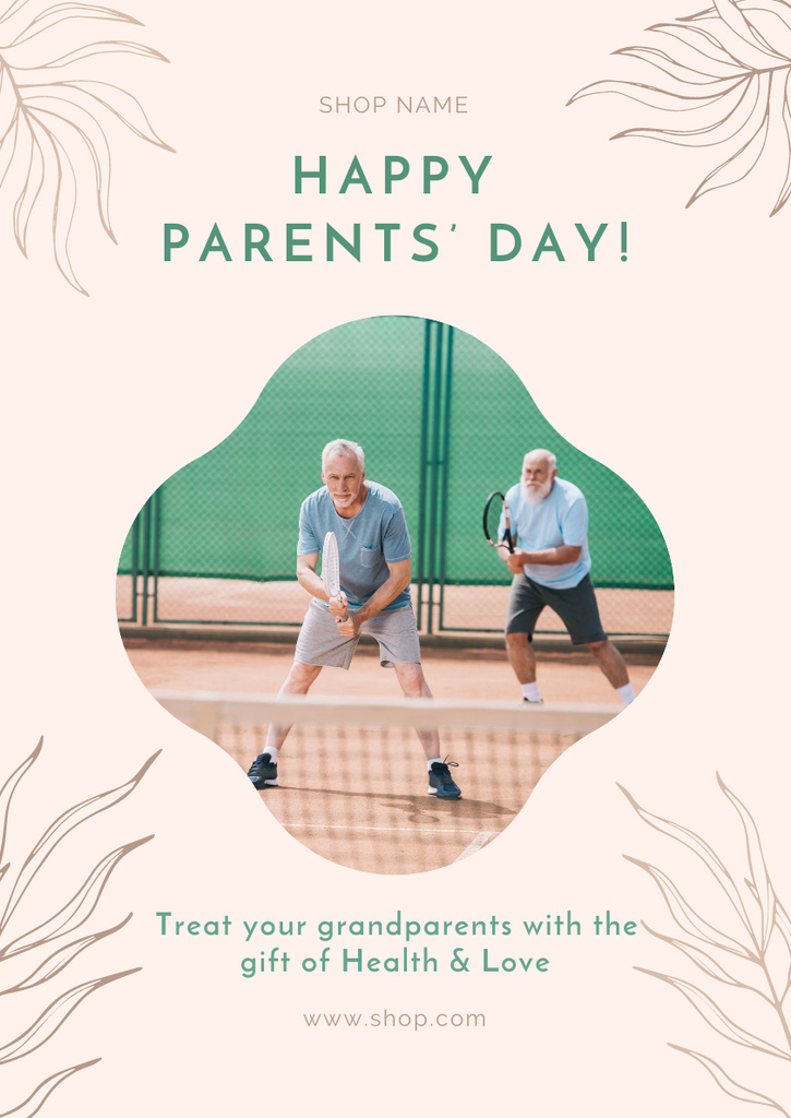 Exciting Grandparents Day Cheers With Tennis Play Poster A3 Design Template