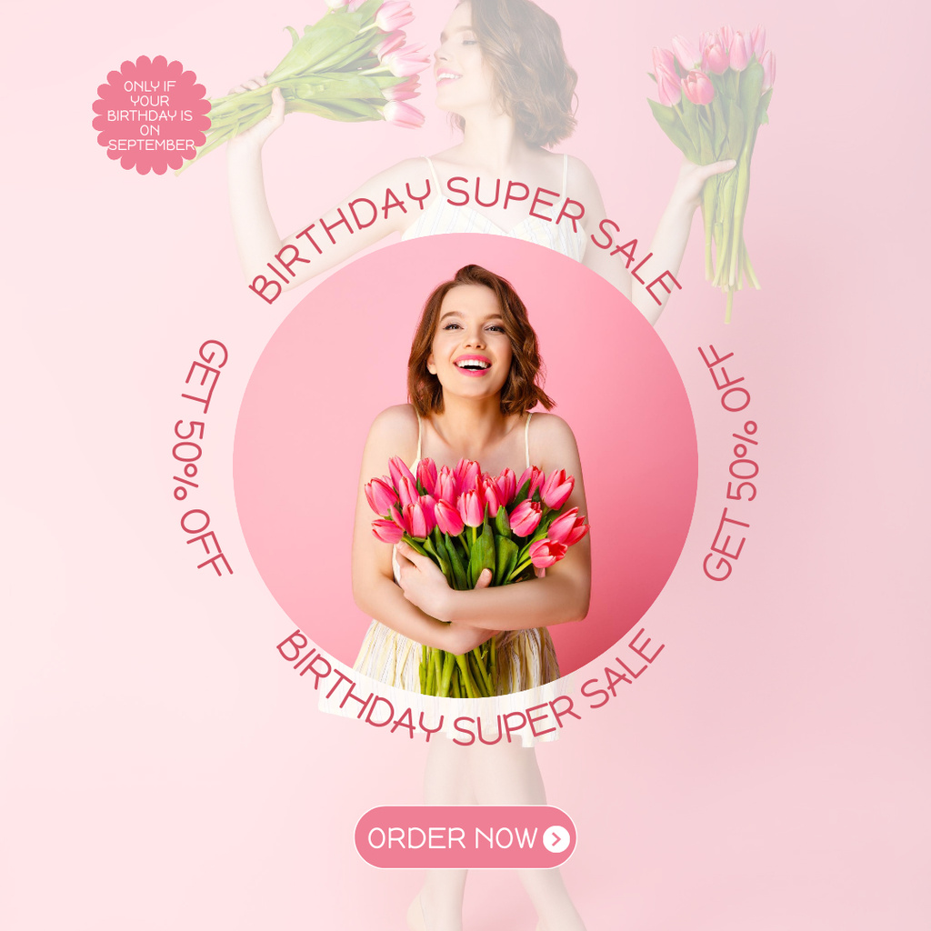 Flowers Shop Birthday Sale Instagram Šablona návrhu