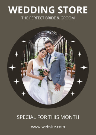Реклама весільного магазину з щасливою молодою парою Flayer – шаблон для дизайну