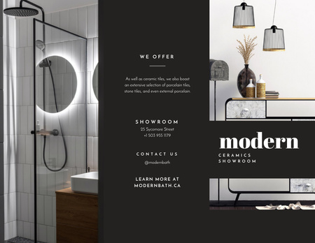 interior moderno elegante do banheiro Brochure 8.5x11in Modelo de Design