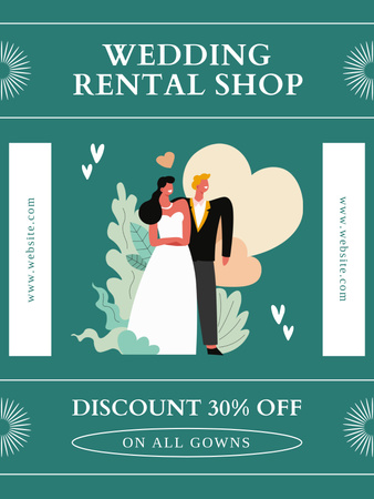 Discount on All Dresses in Wedding Rental Shop Poster US Design Template