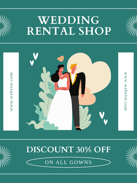 Discount on All Dresses in Wedding Rental Shop Poster US Modelo de Design