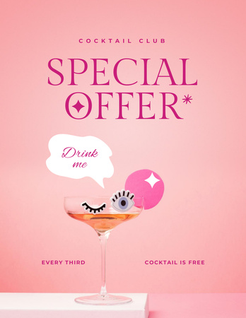Cocktail Club Special Offer Flyer 8.5x11in Design Template