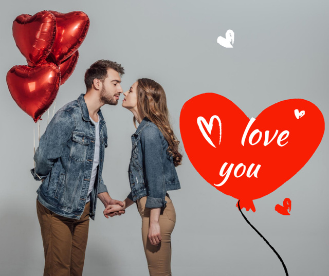 Ontwerpsjabloon van Facebook van Happy Couple on Valentine's Day