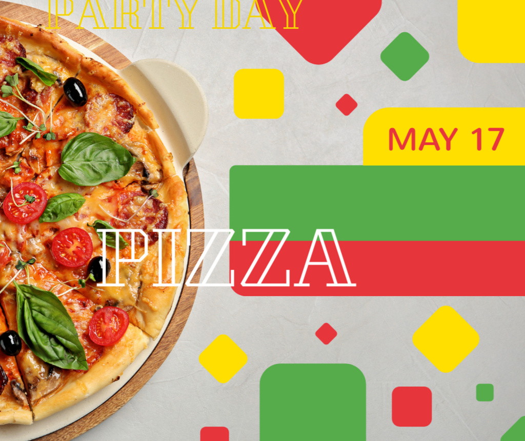 Pizza Party Day hot dish Facebook Design Template