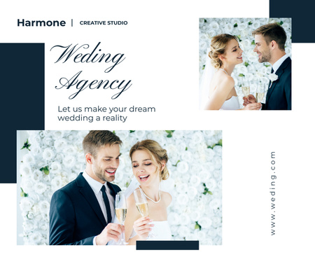 Designvorlage Angebot einer Hochzeitsagentur mit glücklichem Paar für Facebook