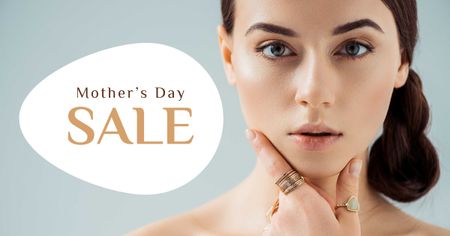 Designvorlage Mother's Day Sale with Attractive Woman für Facebook AD