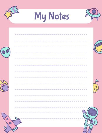 Notes with Cute Characters on Pink Notepad 107x139mm Design Template