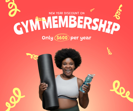 New Year Special Offer of Gym Membership Discount Facebook tervezősablon