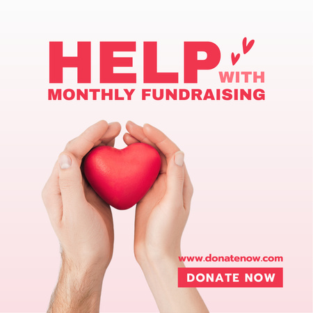 Female Hands Holding Red Heart for Charity Fundraising Instagram Design Template