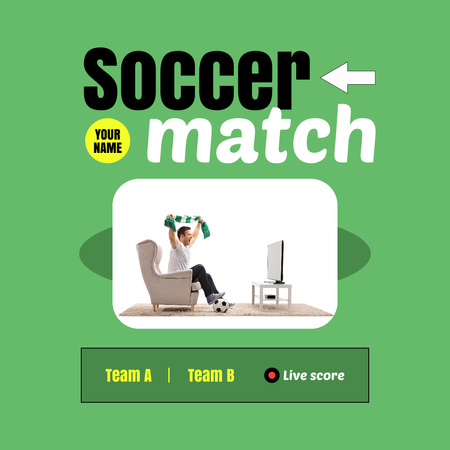 Fan is watching Soccer Match Instagram tervezősablon