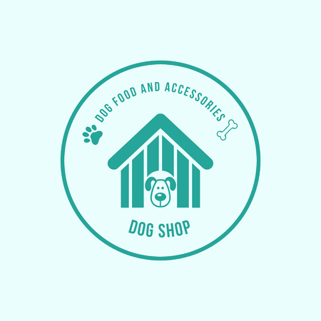 Pet Shop Emblem with Dog  Logo Design Template