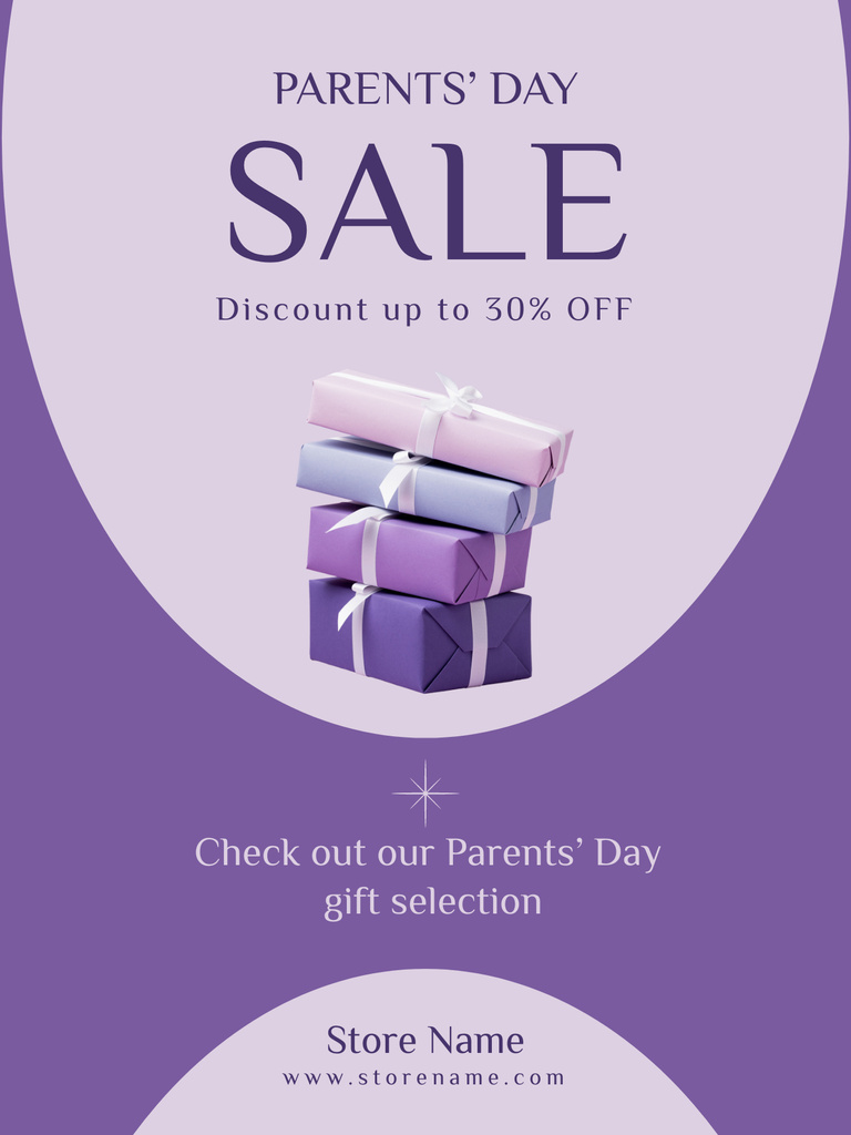 Parent's Day Sale Announcement with Gifts Poster US Design Template