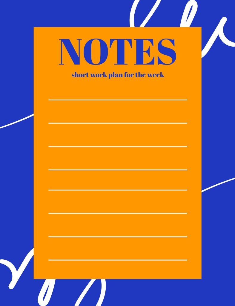 Work Week Planner on Blue and Orange Notepad 107x139mm Modelo de Design