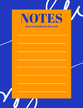 Plantilla de diseño de Planificador de semana laboral en azul y naranja Notepad 107x139mm 