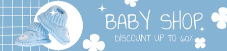 Baby Shop Ad with Cute Shoes Ebay Store Billboard Design Template