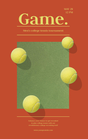Men's College Tennis Tournament Announcement Invitation 4.6x7.2in Design Template