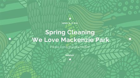 Ontwerpsjabloon van FB event cover van Lente schoonmaak evenement uitnodiging groene bloementextuur