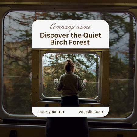 Молодая женщина любуется видом на лес Animated Post – шаблон для дизайна
