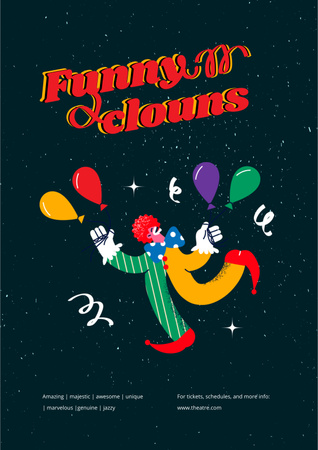 Circus Show Announcement with Funny Clown Posterデザインテンプレート