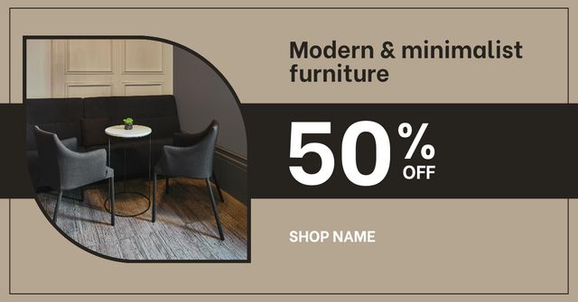 Modern Minimalist Furniture Brown Facebook AD Design Template