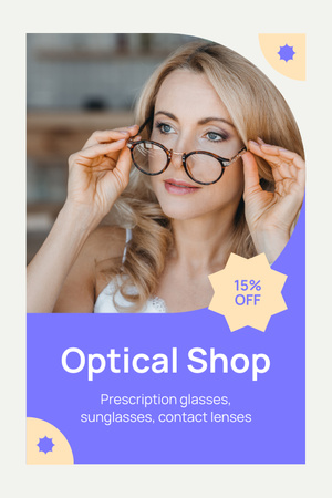 Designvorlage Persönliche Anprobe und Verkauf von Brillen mit Rabatt für Pinterest