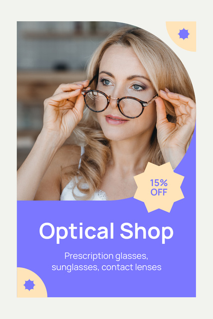 Ontwerpsjabloon van Pinterest van Personal Try-On and Sale of Glasses at Discount