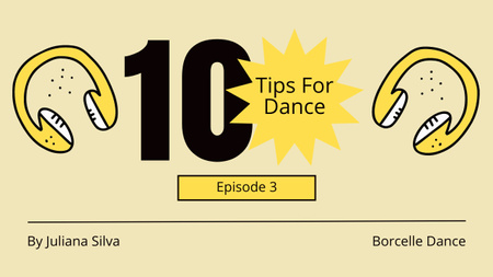 Anúncio de dicas de dança com ilustração de fones de ouvido Youtube Thumbnail Modelo de Design