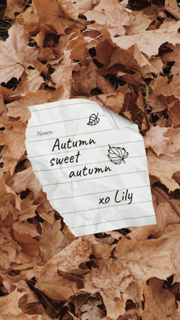 Designvorlage Autumn Inspiration with Paper Note on Foliage für Instagram Story