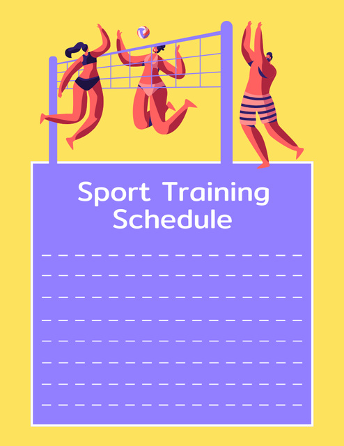 Sport Planner with People Playing Volleyball Notepad 8.5x11in Tasarım Şablonu