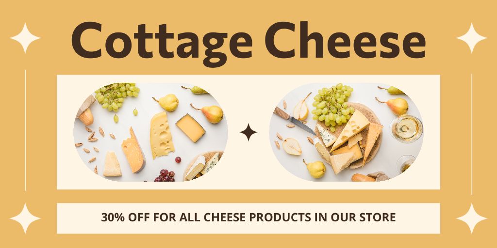 Ontwerpsjabloon van Twitter van Enjoy Discount on Cottage Cheese