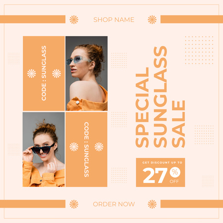 Plantilla de diseño de Venta Especial de Gafas de Sol con Mujer Elegante Instagram 