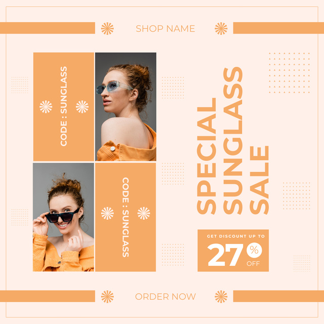 Ontwerpsjabloon van Instagram van Special Sale of Sunglasses with Stylish Woman