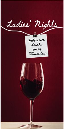 Announcement of Lady's Night with Tasty Red Wine Graphic Design Template