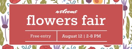 Flower Fair Announcement with Bright Pattern Ticket – шаблон для дизайну