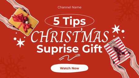 Modèle de visuel Conseils pour un cadeau surprise de Noël - Youtube Thumbnail