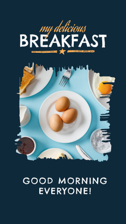 Ontwerpsjabloon van Instagram Story van verse gebakken eieren op het ontbijt