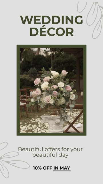 Plantilla de diseño de Wedding Décor With Flowers And Discount Instagram Video Story 