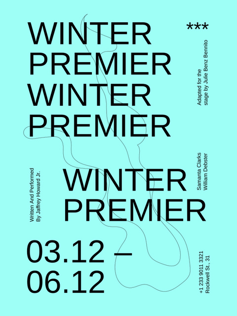 Winter Premiere Event Ad on Blue Poster 36x48in Πρότυπο σχεδίασης