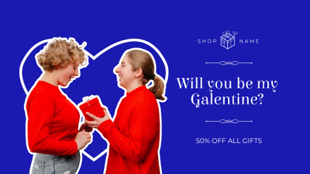 Galentine`s Day Celebration With Present Full HD video Design Template