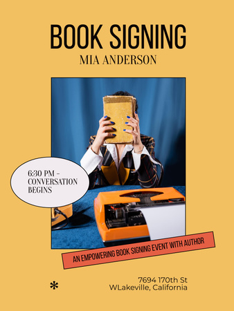 Book Signing Announcement Poster US Modelo de Design