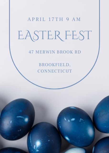 Easter Holiday Celebration Announcement With Fancy Blue Eggs Invitation Modelo de Design