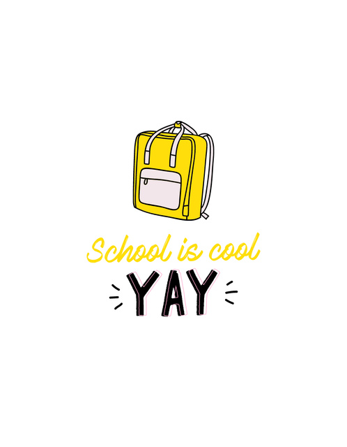 Ontwerpsjabloon van T-Shirt van Phrase about School with Backpack