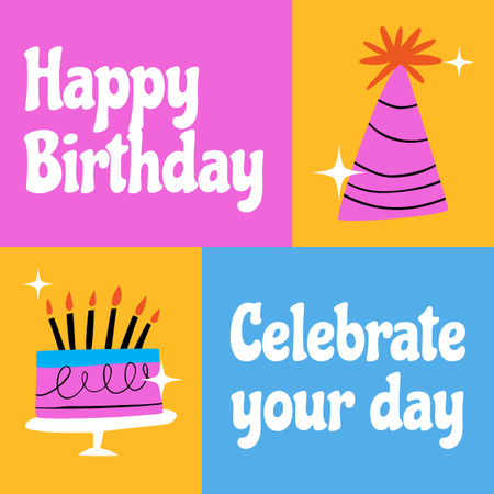 Bright Simple Congratulation on Birthday LinkedIn post Modelo de Design