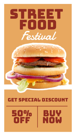 Designvorlage Street Food Festival with Delicious Burger für Instagram Story
