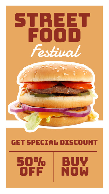 Street Food Festival with Delicious Burger Instagram Story Modelo de Design